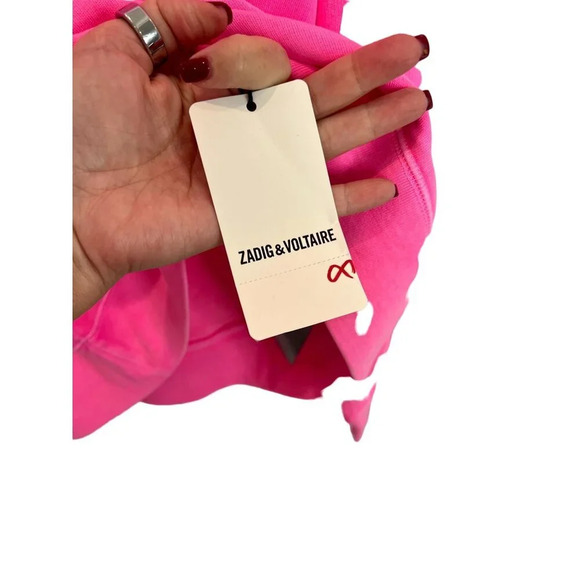 Zadig & Voltaire Upper Cotton Logo Sweatshirt IN ELECTRIC PINK NWT  - S - Picture 4 of 11